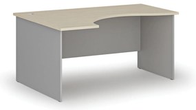 Ergonomický kancelársky písací stôl PRIMO GRAY, 160x120 cm, ľavý, sivá/breza