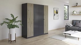 Šatníková skriňa Genua, 181 cm, tmavo šedá/artisan