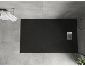 Mexen Hugo, obdĺžniková sprchová vanička SMC 140 x 70 cm, čierna, oceľová krytka, 42707014-X