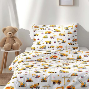 Goldea detské bavlnené obliečky - nákladné autá a bagre 140 x 200 a 70 x 90 cm