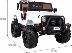 Ramiz Detský terénny biely džíp na batérie + diaľkové ovládanie + svetlá zvuky