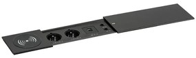 Stôl PRIMO INFINITY 2000 x 900 x 750, orech + 2x stolná zásuvka TYP V, čierna