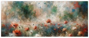 Obraz – Abstrakcia poľa s makmi (120x50 cm)