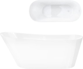 Voľne stojaca vaňa Corsan Estella 160 x 74 cm Korok klik-klak Biela