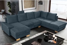 Sedacia súprava Chivas, tvar pravé U, petrolejovo modrá látka%