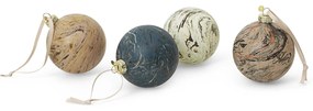 ferm LIVING Sklenená vianočná ozdoba Marble 8 cm - set 4 ks