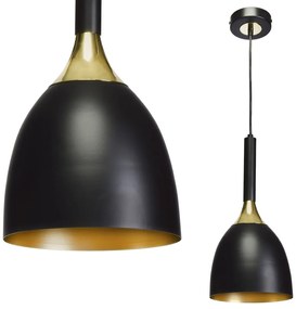 EUlight Závesné svietidlo Clark, 1x zlaté/čierne kovové tienidlo, b/g