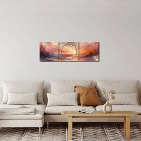 Obraz - Maľované červánky (s hodinami) (90x30 cm)