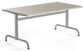 Stôl PLURAL, 1400x700x600 mm, linoleum - šedá, strieborná