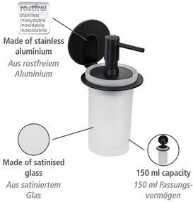Matne čierny samodržiaci sklenený dávkovač mydla 150 ml Bivio – Wenko