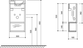 Sapho Sapho, LATUS XI umývadlová skrinka 30x53x16,5cm, dub Sherwood, LT711-1515