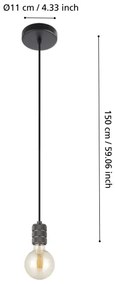 Eglo 43801 - Luster na lanku YORTH 1xE27/40W/230V čierna