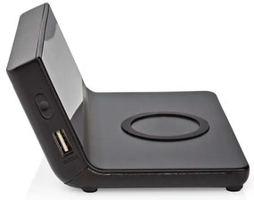 Nedis WCACQ20BK - Budík s LCD displejom a bezdrôtovú nabíjačkou 15W/5V čierna