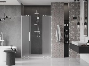 Mexen Velar Duo, posuvné sprchové dvere do otvoru 140 cm, 8mm sklo námraza, biela matná, 871-140-000-32-20