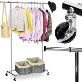 Vešiakový stojan TAHIR na kolieskach strieborný