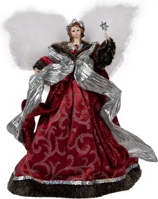 Anjel v ozdobných vínových šatách na špičku stromčeka Angel Chris - 20*15*28 cm