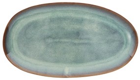MADAM STOLTZ Oválný kameninový tanier Green Reactive Glaze 36 cm