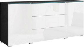 XXXLutz ŠIROKÁ KOMODA, antracitová, biela s vysokým leskom, 150/67,9/39,5 cm P & B - Online Only drobný nábytok - 002778000707