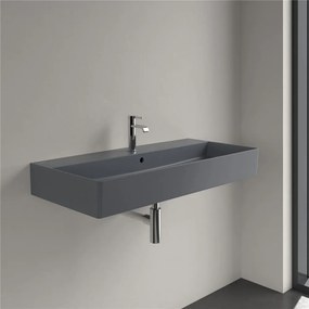 VILLEROY &amp; BOCH Memento 2.0 závesné umývadlo s otvorom (spodná strana brúsená), s prepadom, 1000 x 470 mm, Graphite, s povrchom CeramicPlus, 4A221GI4