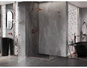 Mexen Lunar-B L, 1-krídlový sprchový kút, ľavý, 90 x 80 cm, 8mm číre sklo, medený profil, 832L-090-080-65-00-L