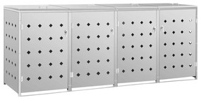 Prístrešok na štvoritý odpadkový kôš nehrdzavejúca oceľ 240 l