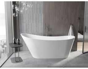 Mexen Alta, voľne stojaca vaňa 170 x 75 cm, biela, grafitový matný hladký prepad, 52141707500-95