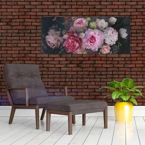 Obraz - Záhradné kvety (120x50 cm)