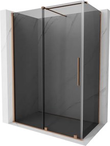 Mexen Velar, sprchový kút s posuvnými dverami 140 x 70 cm, 8mm šedé sklo, medená matná, 871-140-070-41-65