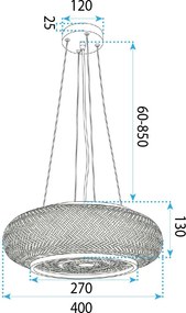 Toolight Natural, závesné stropné svietidlo 40cm, 3xE27, APP1908-3CP, prírodná hnedá-čierna, OSW-66056