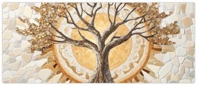 Obraz – Zlatý strom života v mozaike (120x50 cm)