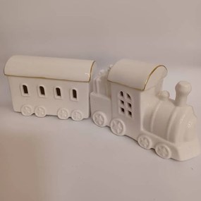 DECOLED Keramický vláček, 28,5 x 10,1 x 9,3 cm, teple bílá, 2xLR44