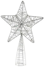 DECOLED Hviezda na vrchole stromu, strieborná, 18 x 30 cm