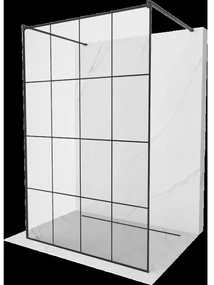Mexen Kioto voľne stojaca sprchová stena 140 x 200 cm, transparentnéné/čierny vzor 8 mm, čierna - 800-140-002-70-77