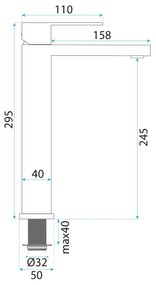 Rea Arlo, vysoká umývadlová batéria h-295, brúsená oceľ, REA-B4588