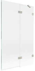 Mexen Lunar, 2-krídlová vaňová zástena pravá 110 x 150 cm, číre sklo, brúsená oceľ, 897-110-100-97-00-P