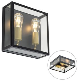 Vonkajšia nástenná lampa čierna a mosadzná 2-svetlo - Rotterdam