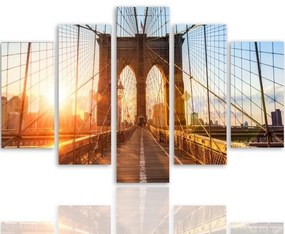 Obraz na plátně pětidílný Brooklynský most New York - 150x100 cm