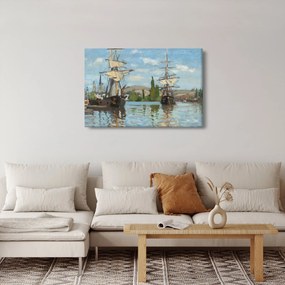 Obraz - Claude Monet, Ships Riding on the Seine at Rouen, reprodukcia (90x60 cm)