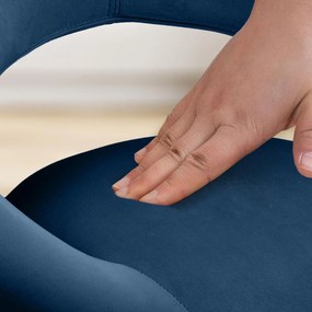 Barová stolička Olinda - zamat, chróm rám - modrá