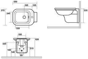 Kerasan Kerasan, WALDORF bidet závesný 37x33,5x55cm, 4125K1