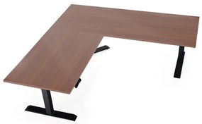 Výškovo nastaviteľný stôl OfficeTech Angle, 180 x 200 cm, čierna podnož, orech