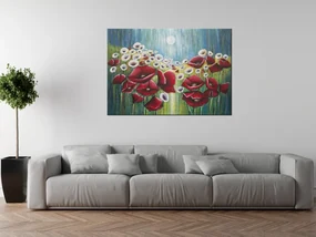 Gario Ručne maľovaný obraz Maky v svetle mesiaca Rozmery: 120 x 80 cm