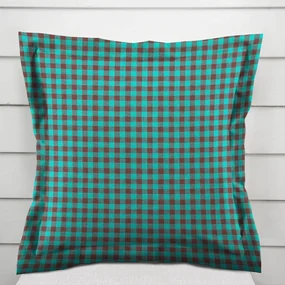 Biante Bavlnená obliečka na vankúš s lemom Olivia OL-007 Tyrkysovo-hnedá kocka malá 30 x 50 cm