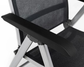 Basic+ Premium polohovateľné záhradné kreslo strieborné