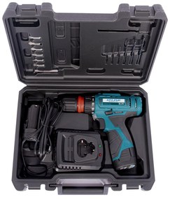 XTline Aku vŕtačka 10,8V a 2batérie a box a príslušenstvo 13 dielov