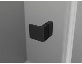 Mexen Lunar, L päťuholníkový sprchový kút naklápací doľava 80 x 80 cm, 8mm číre sklo, čierny profil, 831L-080L-080P-70-00-L