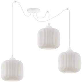 Závesné svietidlo Riffle Spider, 3x biele sklenené tienidlo, w