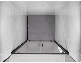 Mexen Exo, dvojité krídlové sprchové dvere 70x200 cm, 6mm číre sklo, čierny profil, 8182-070-000-70-00