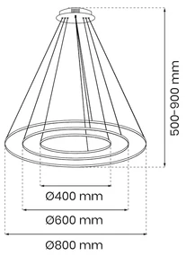 Závesné LED svietidlo Hoop, 3x LED 93w, 4000k, g