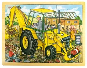 Bigjigs Toys Drevené puzzle bager 24 dielikov